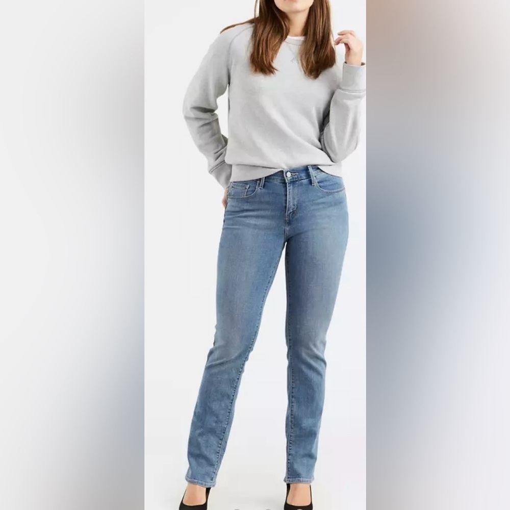 LEVI’S 505 straight leg mid rise 5 pocket blue medium length classic size 10